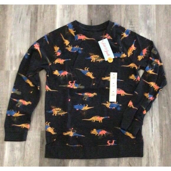 BRAND NEW Boys 8/10 Medium DINO PRINT T-SHIRT Long Sleeve Cat & Jack Black Grey - Picture 4 of 4